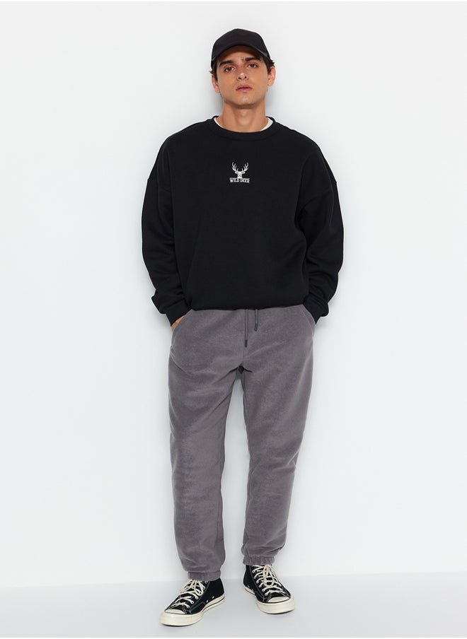 trendyol - Smoked Regular/Normal Cut Elastic Leg Jogger Anti-pilling Fleece Sweatpants TMNAW24EA00020 - Image 1