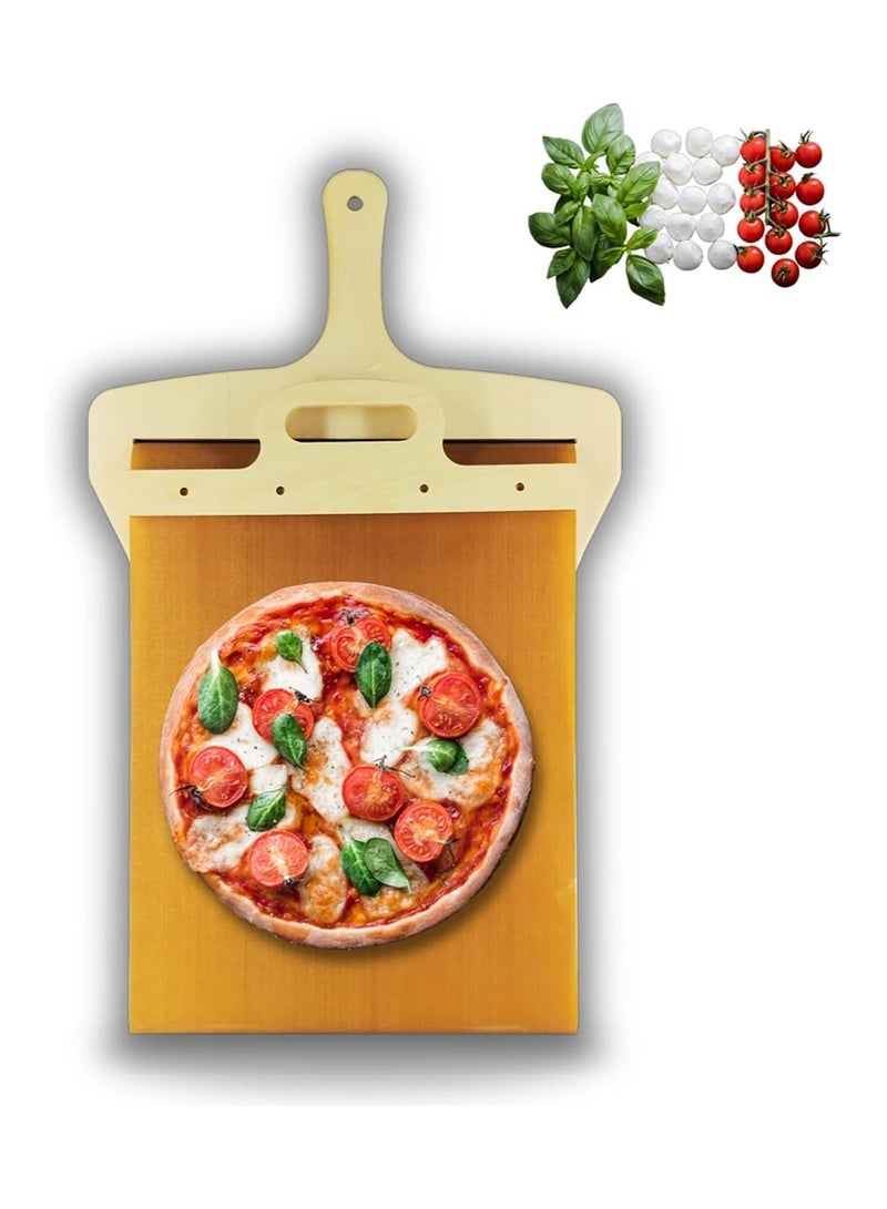 Sliding Pizza Peel - Pala Pizza Scorrevole, The Pizza Peel That Transfers Pizza Perfectl, Pizza Paddle with Handle, Pizza Spatula Paddle for Indoor & Outdoor Ovens, Non-stick  - Image 4