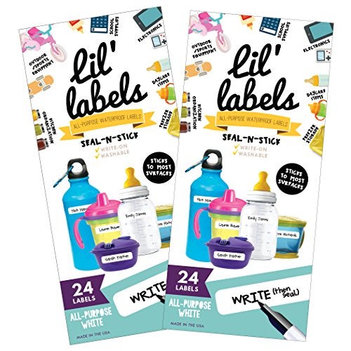 Lil' Labels, Write-On Food Labels, Waterproof Label, Multipurpose, Self-Laminating, Dishwasher-Safe, Write-On for Home Organization and Kitchen Labels (All-Purpose White, Set of 2) - Image 1