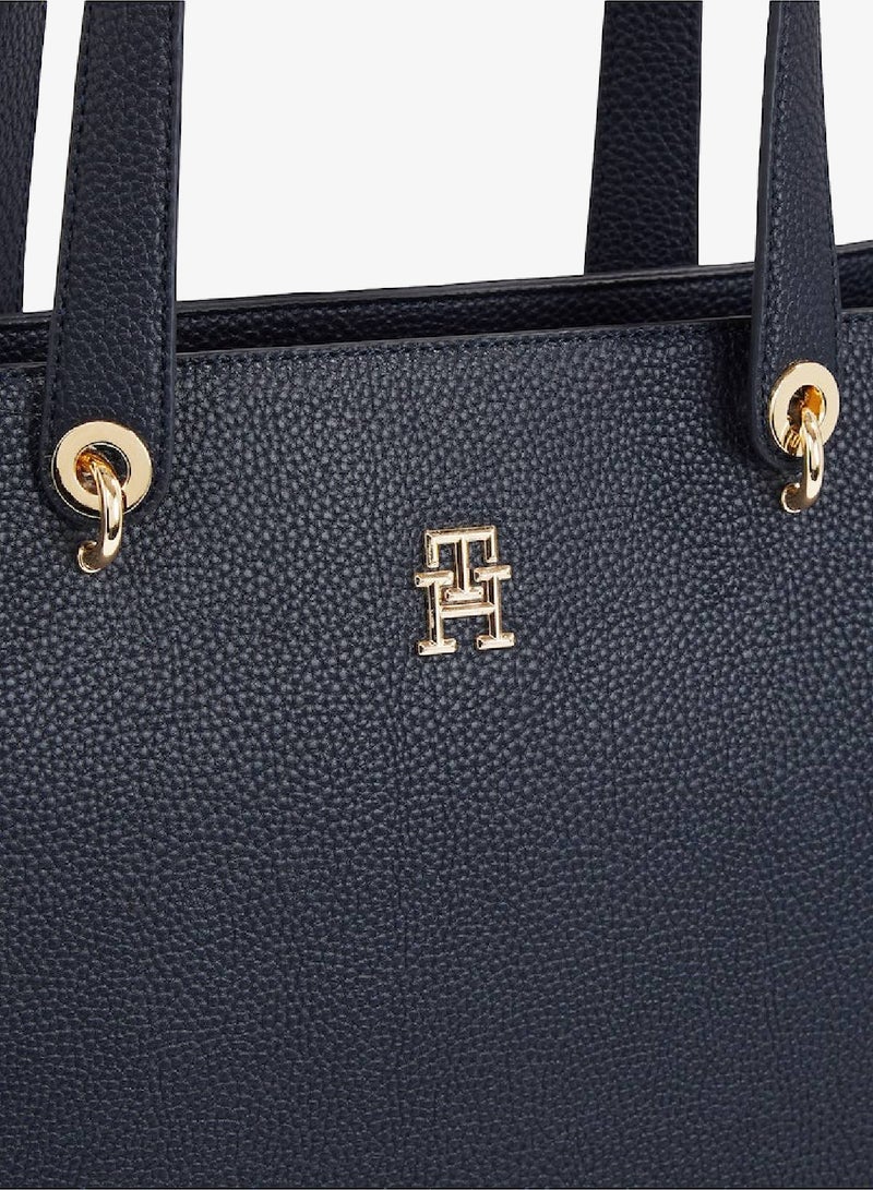 TOMMY HILFIGER Women's Monogram Plaque Tote Handbag, Polyurethane - Image 4
