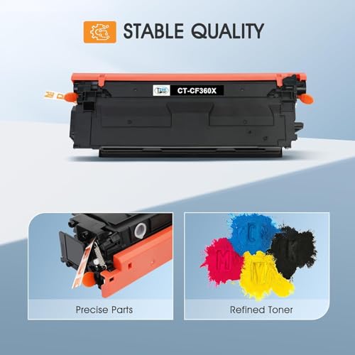 Cool Toner 508X 508A M553 Toner Cartridge Set Compatible for HP 508A 508X CF360X CF360A for HP Color LaserJet Enterprise M553 M552 MFP M577 Series M552dn M553dn M553n M553x Printer High Yield New Version 4 Pack - Image 5
