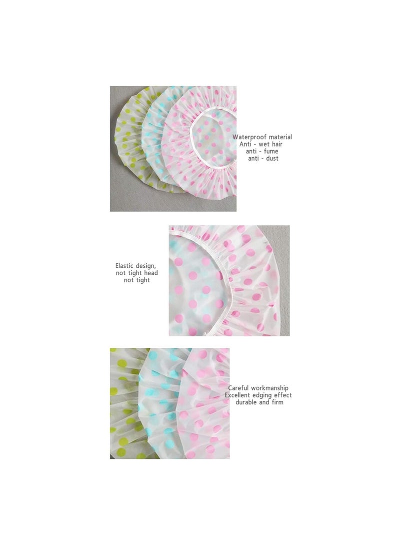 6 Pcs Waterproof EVA Plastic Shower Cap,Elastic Reusable Bathing Cap,Beauty Salon Spa Lace Elastic Band Flower Printed Hat Environmental Protection Hair Bath Caps - Image 3