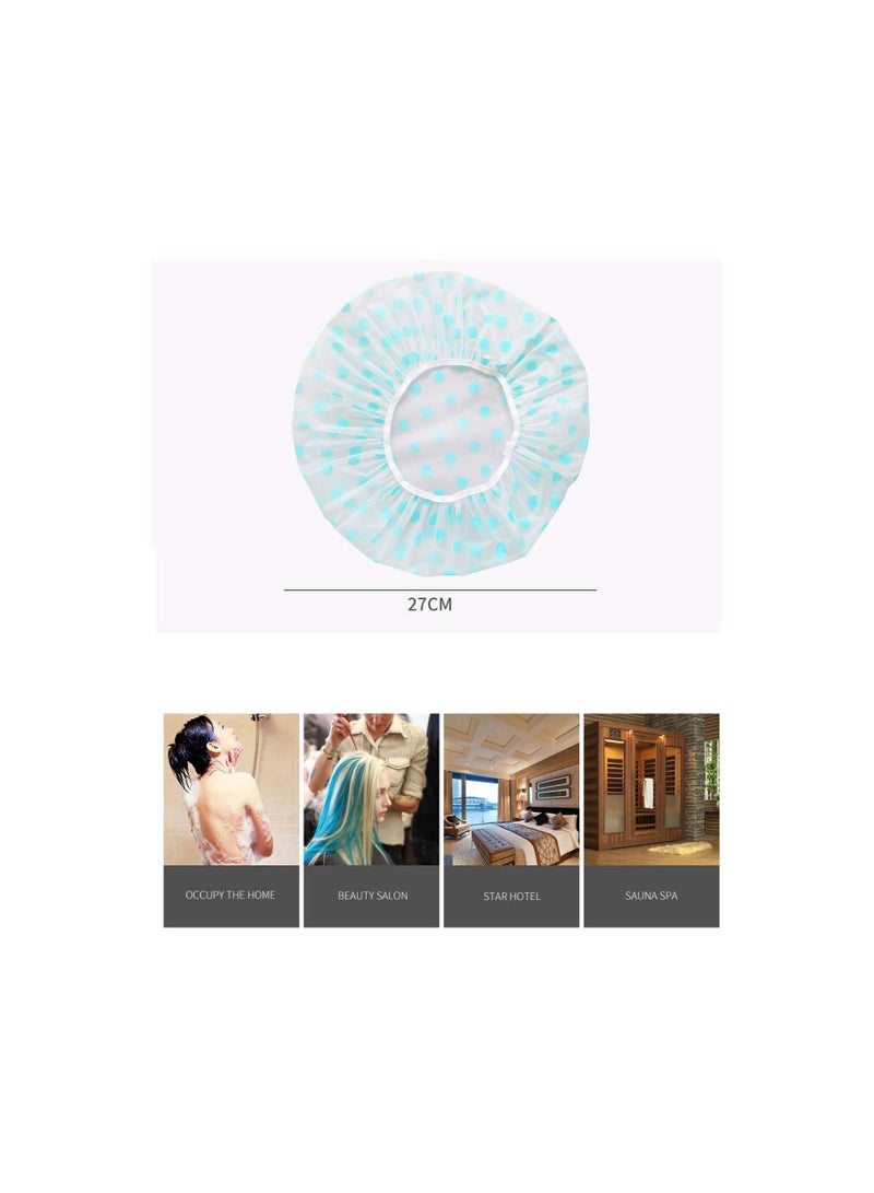 6 Pcs Waterproof EVA Plastic Shower Cap,Elastic Reusable Bathing Cap,Beauty Salon Spa Lace Elastic Band Flower Printed Hat Environmental Protection Hair Bath Caps - Image 5