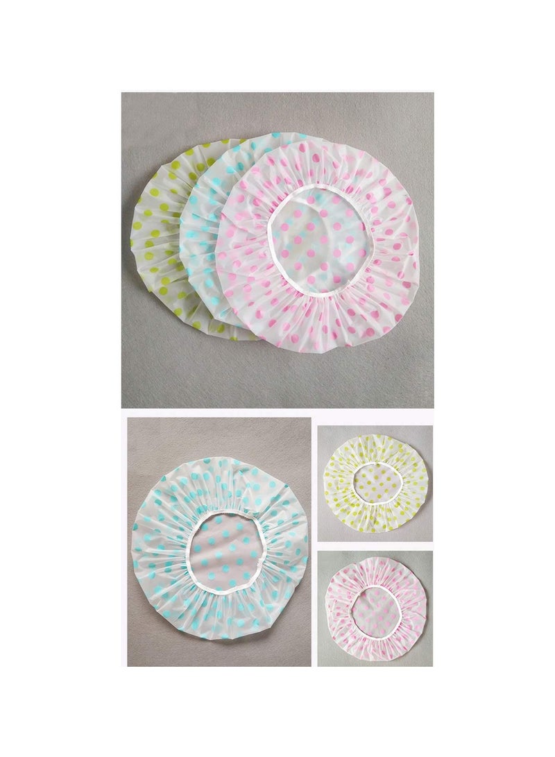 6 Pcs Waterproof EVA Plastic Shower Cap,Elastic Reusable Bathing Cap,Beauty Salon Spa Lace Elastic Band Flower Printed Hat Environmental Protection Hair Bath Caps - Image 4