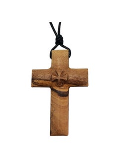 Wooden Cross Necklace For Men And Women - Olive Wood Cross Pendant On Long Adjustable Black Leather Cord Necklace - Wood Cross Pendant Gift For All Ages - pzsku/Z442DEE957853EF6A9500Z/45/_/1735214643/db601288-270d-4168-b998-51c0a3f3b3b2