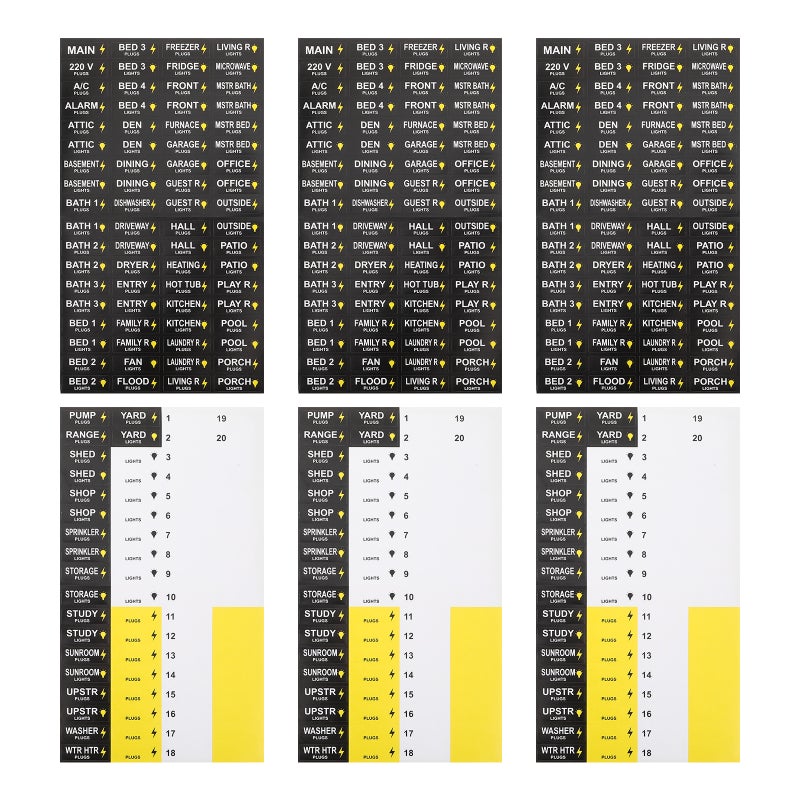 3 Sets Breaker Panel Labels, Electrical Box Catalog Labels & Number Stickers, Removable Electrical Number Directory Load Center Sticker - Image 3