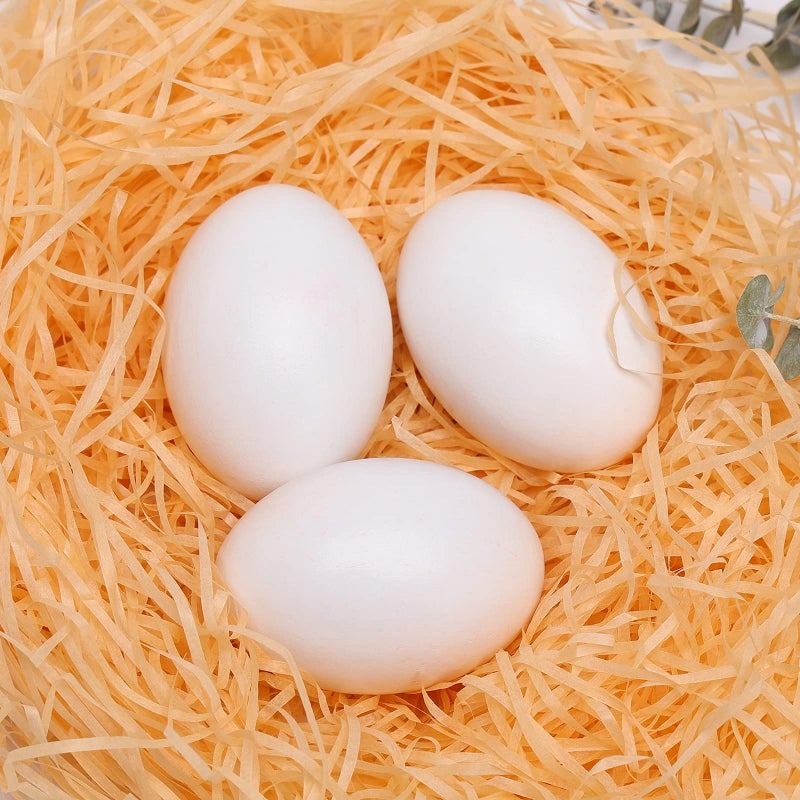 SallyFashion SallyFashion Wooden Fake Eggs,9 Pieces White Wooden Easter Egg Wood Eggs for Crafts Easter Home Decor  - Image 3