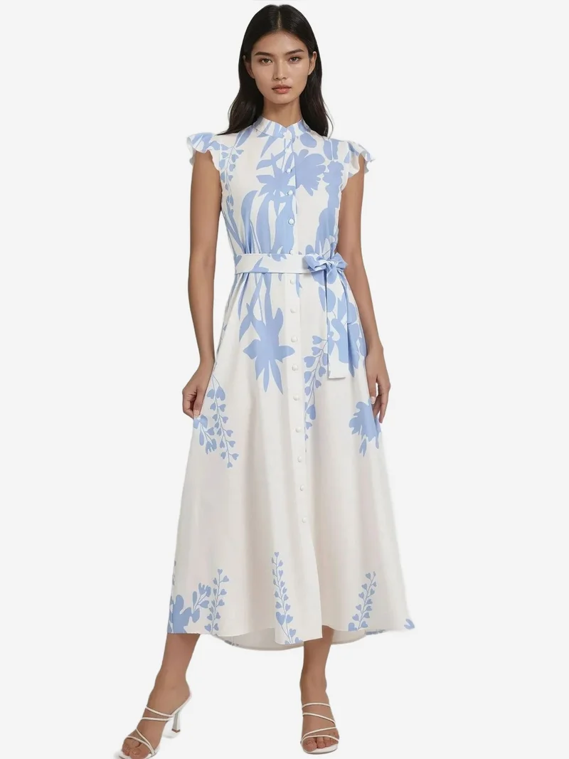 زوبعة فستان ماكسي بطبعة زهور