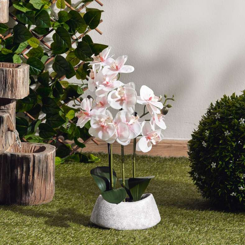 Real Touch Orchid Flower In Ceramic Pot H42cm - Pink