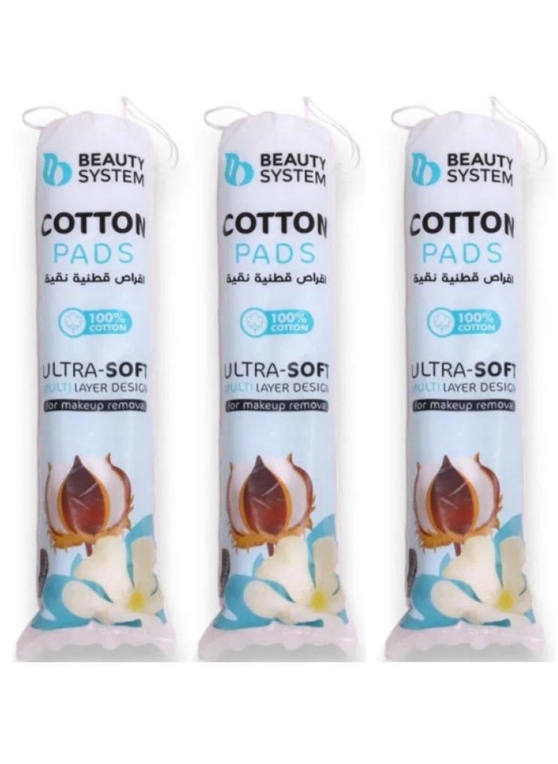 BEAUTY SYSTEM - Cotton Pads Ultra Soft  120 Tablets Pack of 3 - Image 1