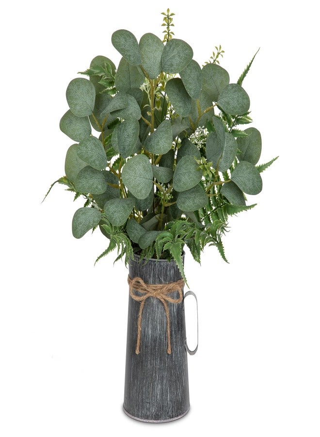 Arborus Lifelike Artificial Eucalyptus Plant in Rustic Metal Vase – 17.7" Realistic Faux Greenery for Farmhouse Home Décor, Living Room, Kitchen, Office, Weddings & Table Centerpieces - Image 1