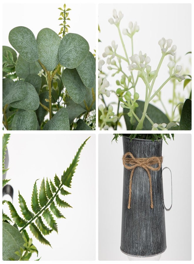 Arborus Lifelike Artificial Eucalyptus Plant in Rustic Metal Vase – 17.7" Realistic Faux Greenery for Farmhouse Home Décor, Living Room, Kitchen, Office, Weddings & Table Centerpieces - Image 3