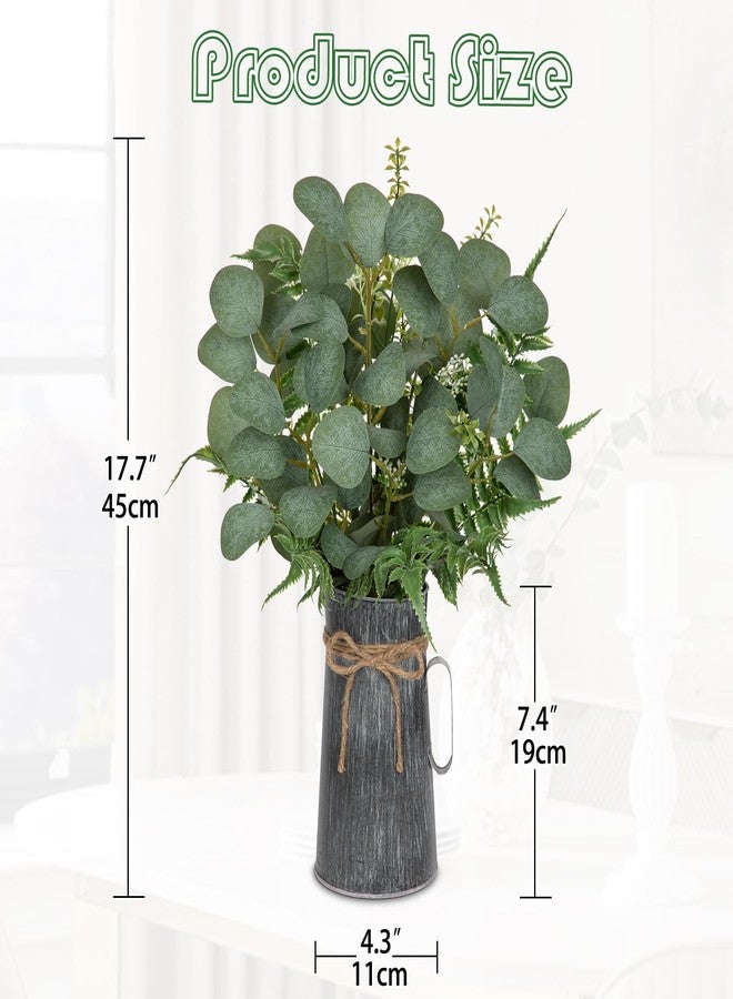 Arborus Lifelike Artificial Eucalyptus Plant in Rustic Metal Vase – 17.7" Realistic Faux Greenery for Farmhouse Home Décor, Living Room, Kitchen, Office, Weddings & Table Centerpieces - Image 2