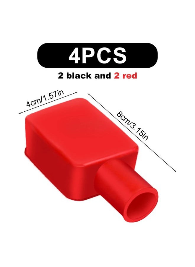 SAVITA 4pcs Battery Terminal Covers Auto, Insulating Red & Black Soft Rubber Positive and Negative Cable Stud Flexible Protector Caps for Car Electric Bikes Trucks  - Image 2