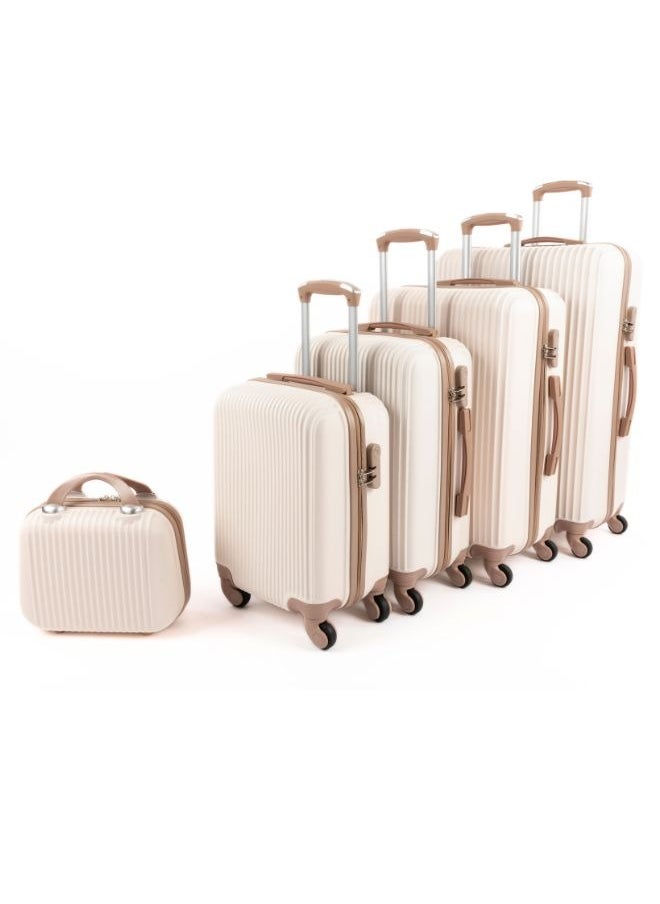 LIMRA - Luggage set 5 pieces travel Bags with a distinctive design from limra beige/gold - Image 1