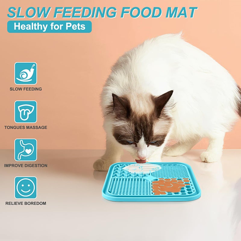 LUKITO 2PCS Licking Mat for Dogs with Suction Cups, Premium Lick Pad for Anxiety Relief, Slow Feeder Dog Bowls, Perfect for Bathing, Grooming and Training - Image 4