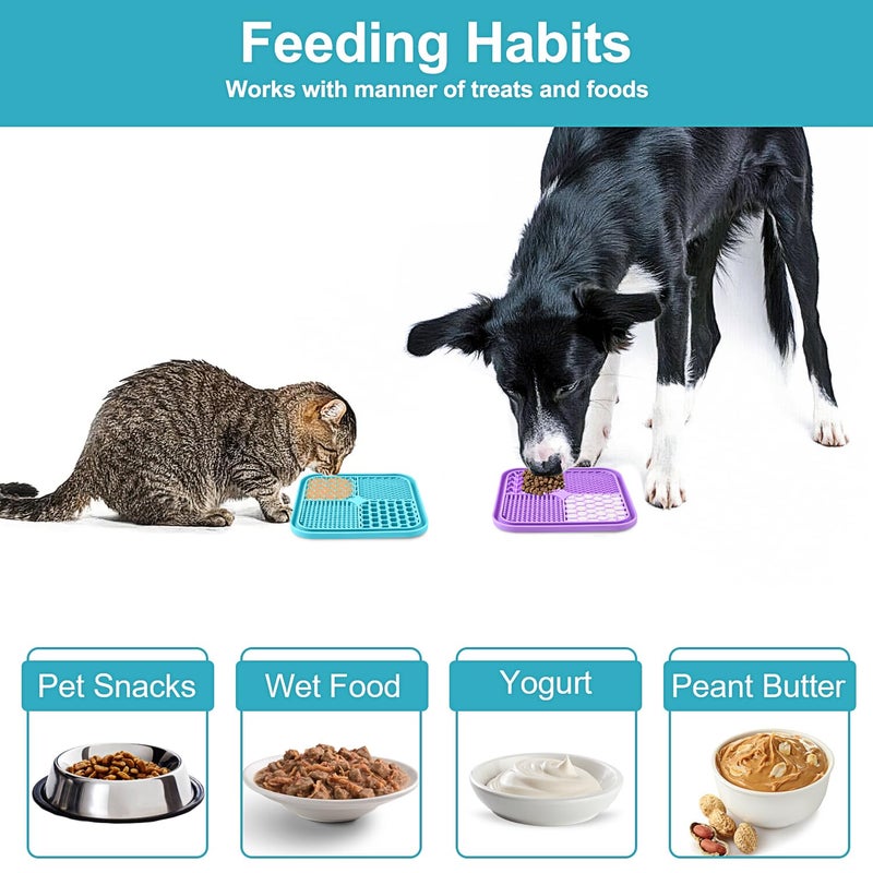 LUKITO 2PCS Licking Mat for Dogs with Suction Cups, Premium Lick Pad for Anxiety Relief, Slow Feeder Dog Bowls, Perfect for Bathing, Grooming and Training - Image 5