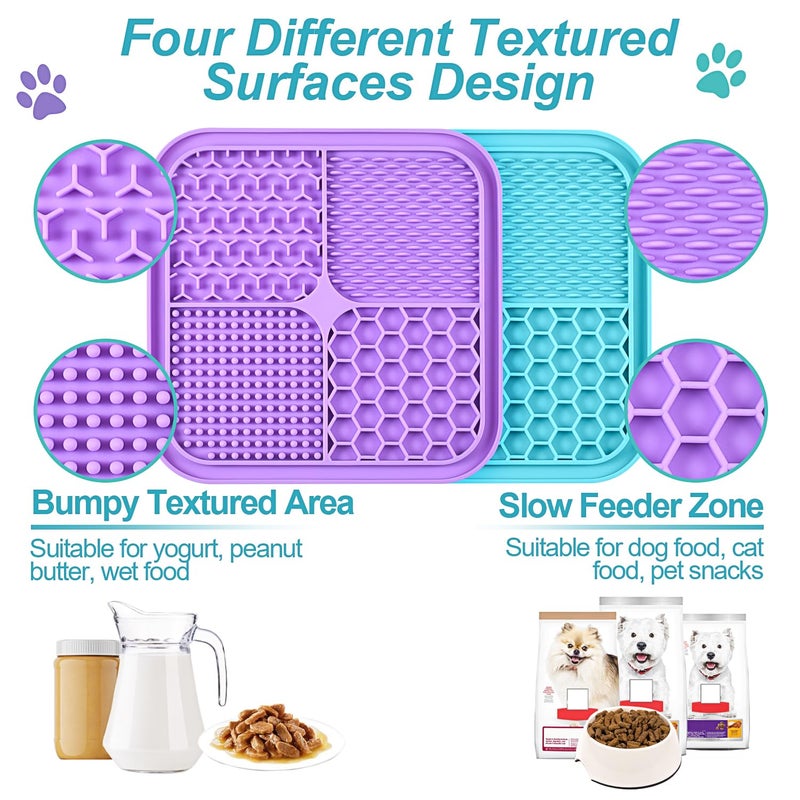 LUKITO 2PCS Licking Mat for Dogs with Suction Cups, Premium Lick Pad for Anxiety Relief, Slow Feeder Dog Bowls, Perfect for Bathing, Grooming and Training - Image 2