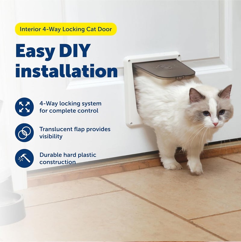 PetSafe Interior Cat Door with 4-Way Locking System - Tinted Privacy Flap for Litter Box Access - Image 2