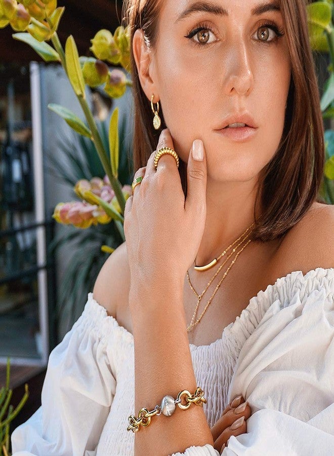 WISTIC 14K Gold Plated Croissant Dome Rings for Women, 316L Stainless Steel Chunky Band Rings, Trendy Twisted Braided Stackable Ring, Statement Jewelry - Image 5