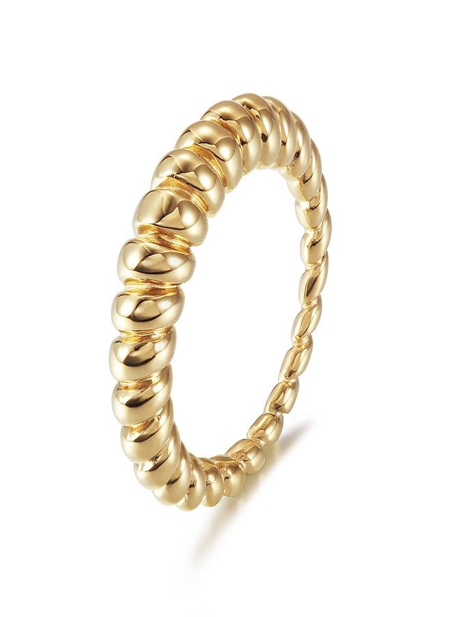 WISTIC 14K Gold Plated Croissant Dome Rings for Women, 316L Stainless Steel Chunky Band Rings, Trendy Twisted Braided Stackable Ring, Statement Jewelry - Image 1