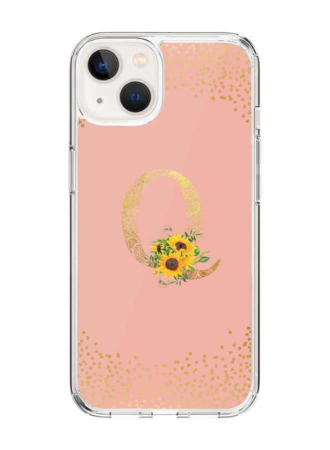 Stylizedd Classic Clear Case For iPhone 15 Plus, Hybrid Soft Case Cover- Custom Monogram Initial Letter Mandala Floral Pattern Alphabet - Q ( Rose Pink) - Image 1