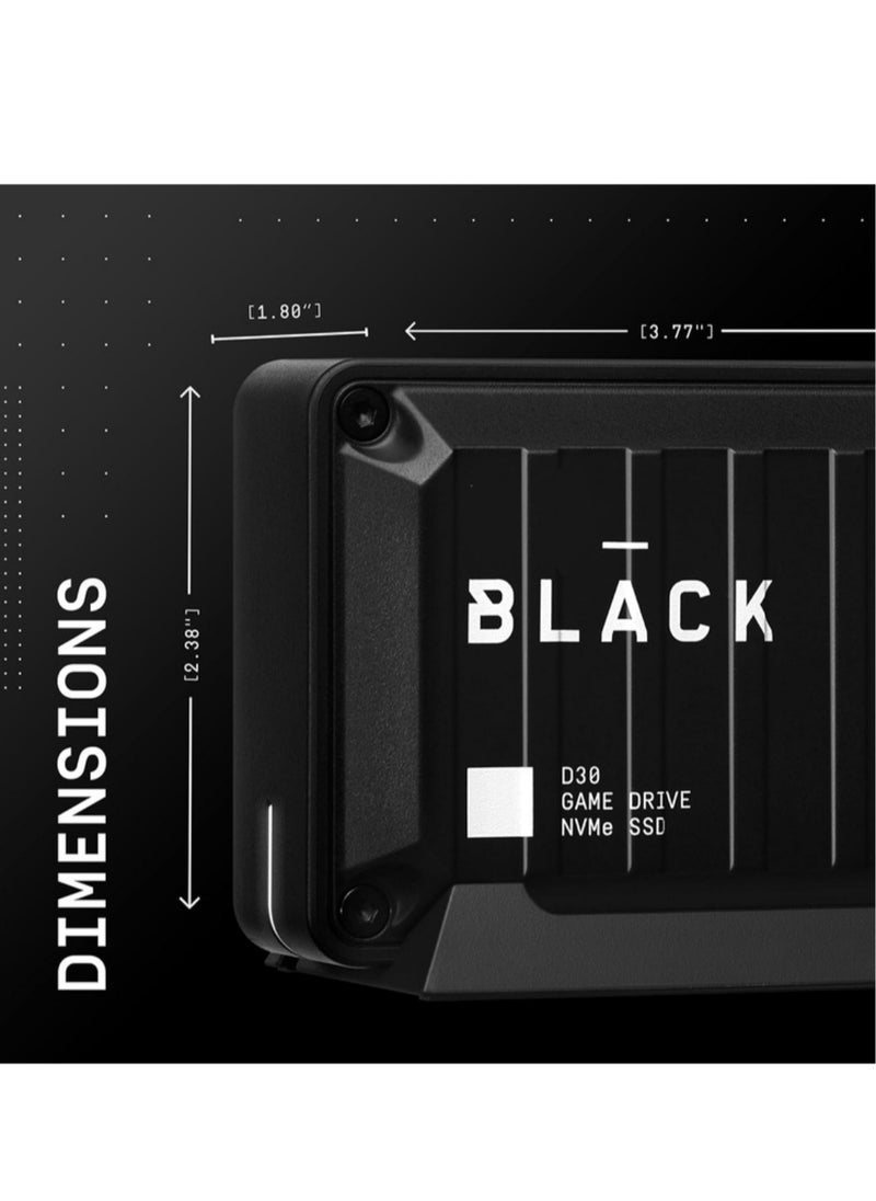 BLACK 1TB D30 Game Drive SSD - Fast & Reliable External Storage for Gaming