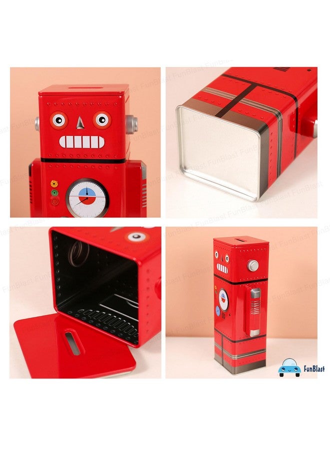 فنبلاست حصالة نقود من فن بلاست للأطفال - حصالة نقود روبوتية، حصالة نقود معدنية لحفظ النقود، جولاك للأطفال - هدايا أعياد الميلاد للأولاد والبنات، حصالة نقود، صندوق نقود معدني للأطفال (أحمر) - Image 5