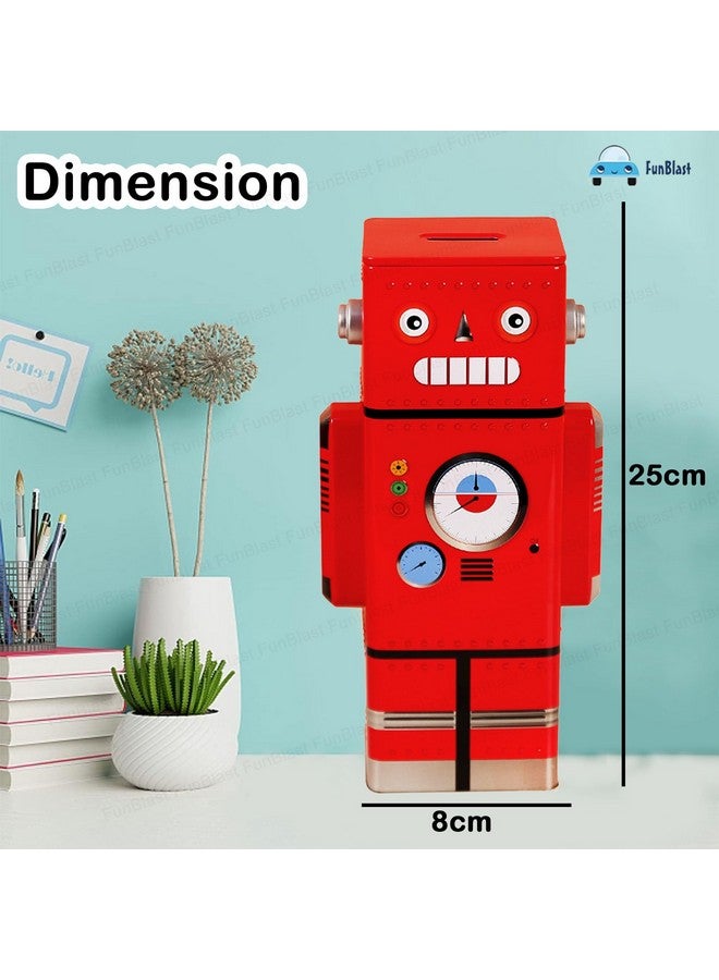 فنبلاست حصالة نقود من فن بلاست للأطفال - حصالة نقود روبوتية، حصالة نقود معدنية لحفظ النقود، جولاك للأطفال - هدايا أعياد الميلاد للأولاد والبنات، حصالة نقود، صندوق نقود معدني للأطفال (أحمر) - Image 2