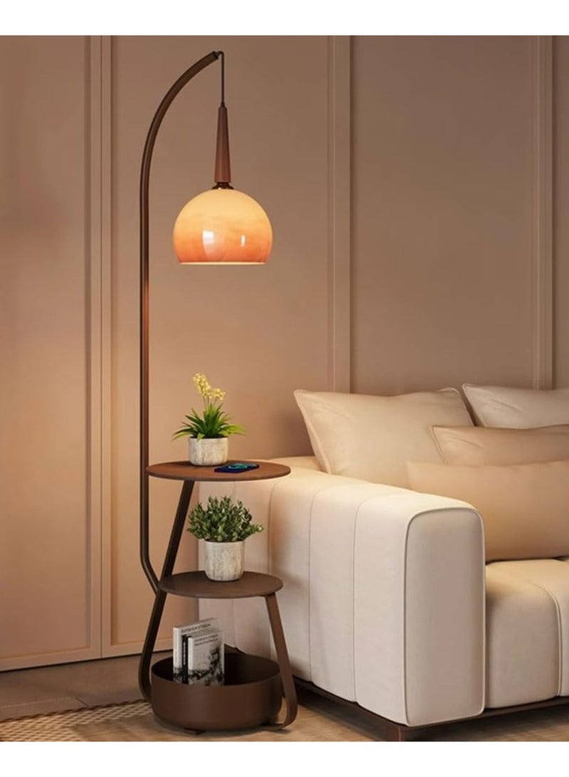 DubaiGallery Stylish 1 Light Modern Simple Style Buffet Floor Lamp, LED/Incandescent/Fluorescent, Wrought Iron with Timber Shade, Rocker Switch, Flexible Height - Image 2