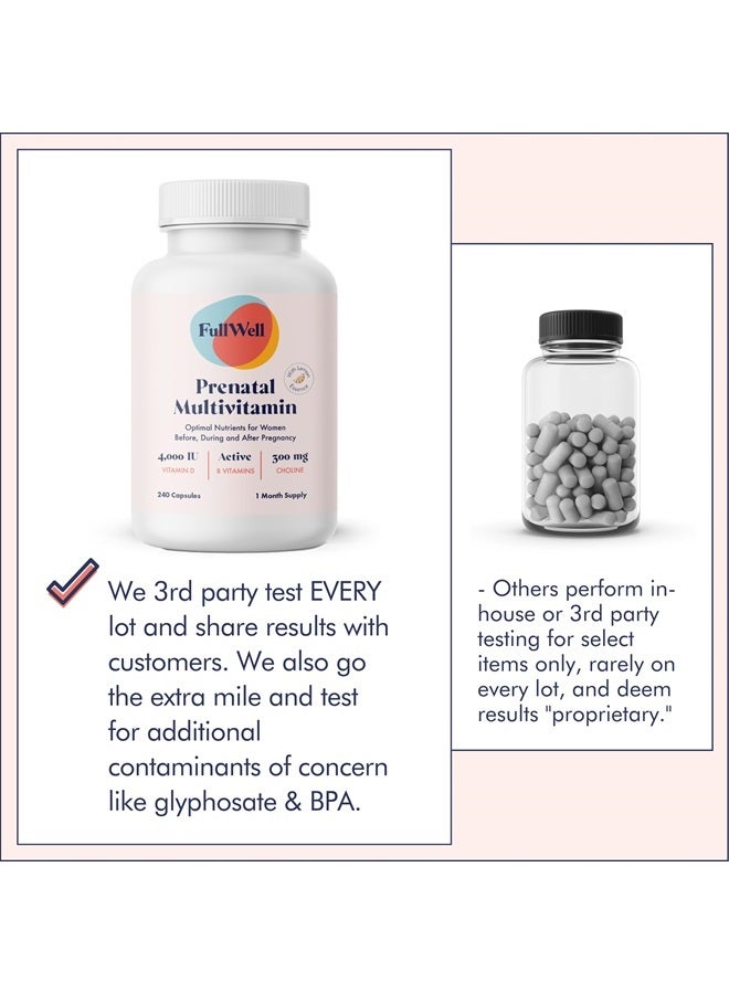 FullWell Prenatal Vitamins Lemon | choline, folate, vitamin D for fetal growth, brain development | 26 Vital Nutrients | Dietitian-formulated, OBGYN recommended, non-GMO, 3rd Party tested, 30 Servings - Image 4