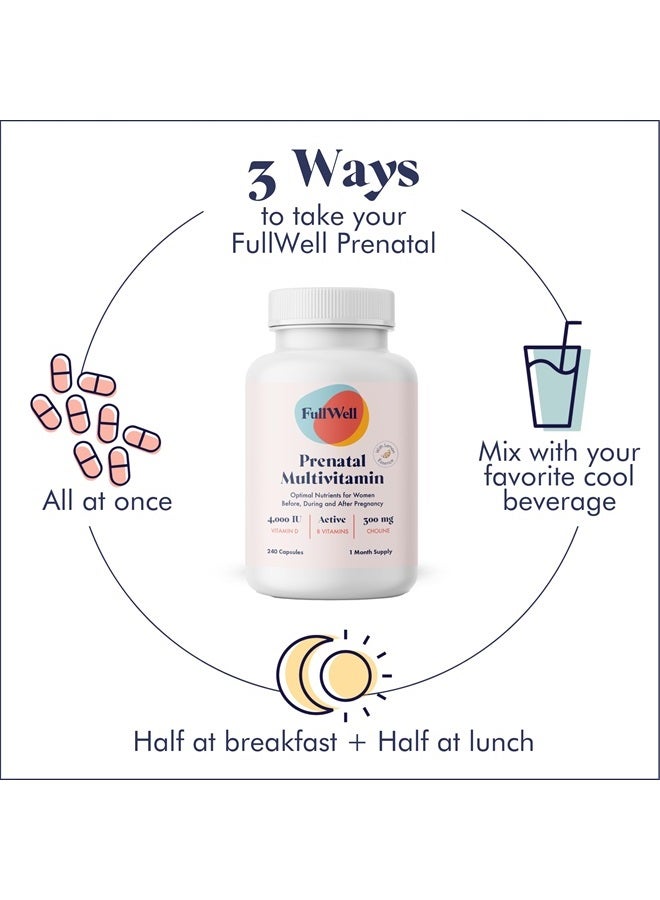 FullWell Prenatal Vitamins Lemon | choline, folate, vitamin D for fetal growth, brain development | 26 Vital Nutrients | Dietitian-formulated, OBGYN recommended, non-GMO, 3rd Party tested, 30 Servings - Image 5