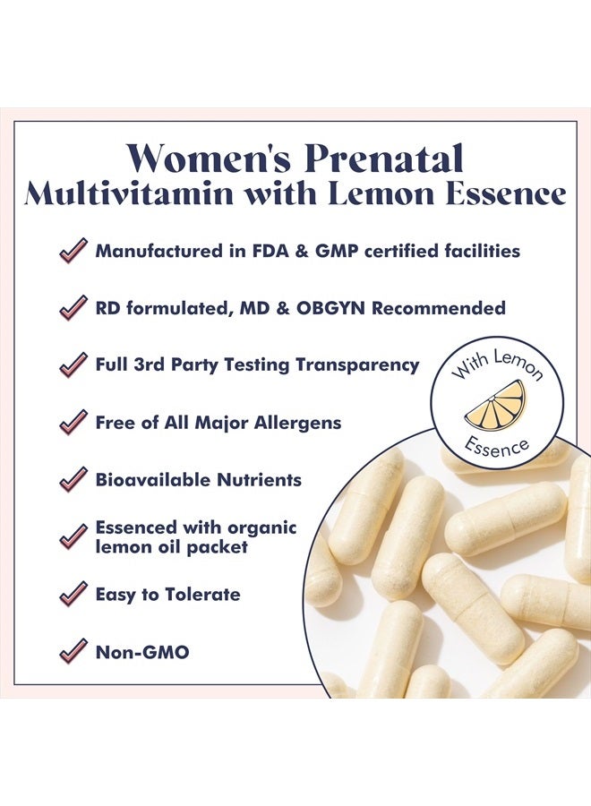 FullWell Prenatal Vitamins Lemon | choline, folate, vitamin D for fetal growth, brain development | 26 Vital Nutrients | Dietitian-formulated, OBGYN recommended, non-GMO, 3rd Party tested, 30 Servings - Image 2