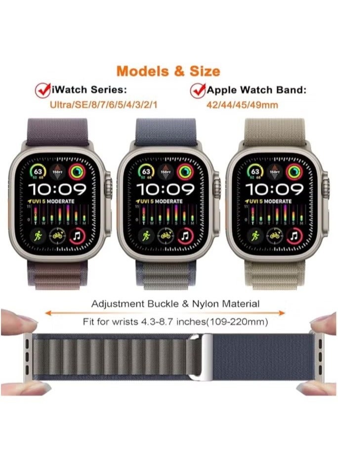 (Pack of 3) Apple Watch Alpine Loop Band for Apple Watch Ultra 1/2 49mm 46mm 45mm 44mm 42mm Nylon Woven Sport Strap Compatible with iWatch Series 10 9 8 7 6 5 4 3 2 1 SE  - Image 3