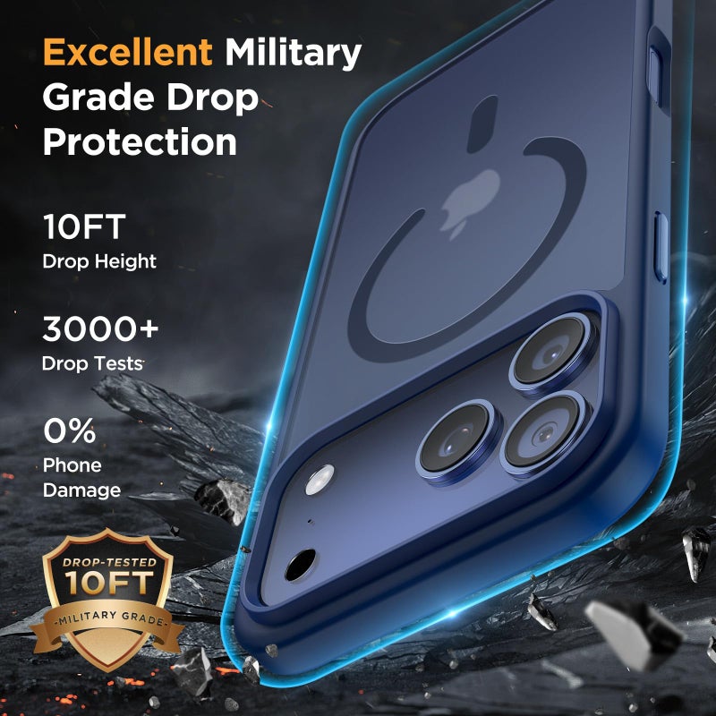 Miracase Magnetic for iPhone 17 Pro Case 6.3" with Screen Protector, [Compatible with MagSafe] Military-Grade Protection, Anti-Fingerprint, Slim Thin Phone Case for 17 Pro Cover, Dark Blue - Image 4