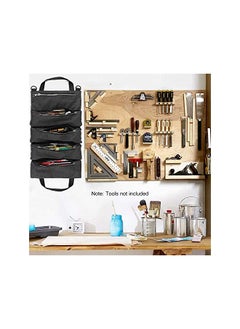 Moonmen Waterproof Roll Up Tool Bag,Car Super Tool Roll Bags,Canvas Tool Roll Pouch,Multi-Purpose Wrench Tool Roll Organizer Hanging Pouch Tote Carrier Bag with 5 Zipper Pocket  - Image 4