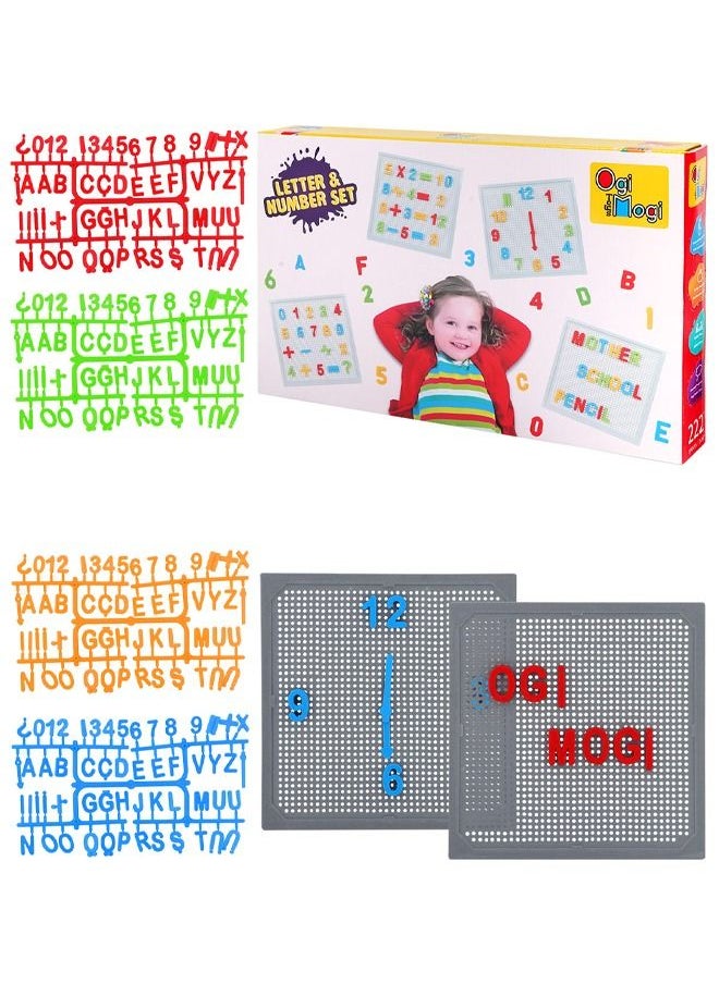 Ogi Mogi Toys Letter and Numbers Play Set, 220 Pieces Alphabet and Math Symbols, Spelling, Reading, Counting, Hands-on Educational Toys, Pre School Nursery Kids  - Image 1