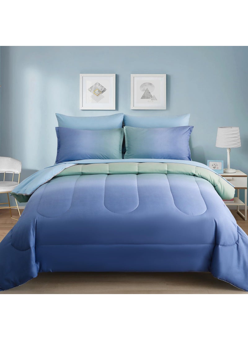 Dinjoy Dinjoy Girls Comforter Set Full Size Colorful Rainbow Ombre Blue Green Pink Bedding Set Gradient 7 Pieces Bed in A Bag for Kids Teen Girl Women(1 Comforter  1 Flat Sheet  1 Fitted Sheet)  - Image 1