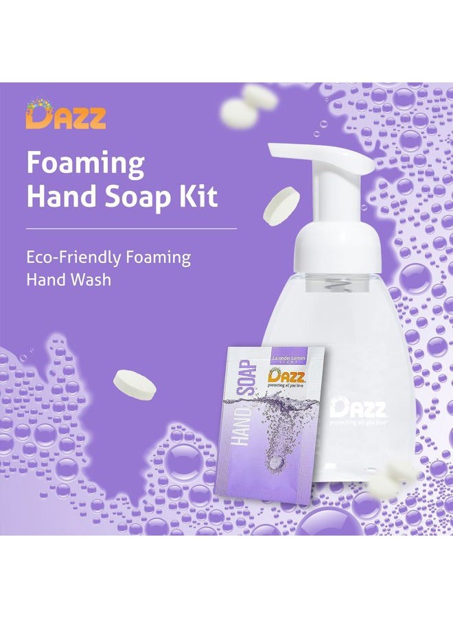 Dazz Foaming Hand Soap Whole House Starter Kit (3 Reusable Foaming Bottle Dispensers, 6 Tablet Packets) Liquid Hand Wash, Naturally Safe & Non Toxic, Rich Lather, Lavender Lemon Scent - Image 2