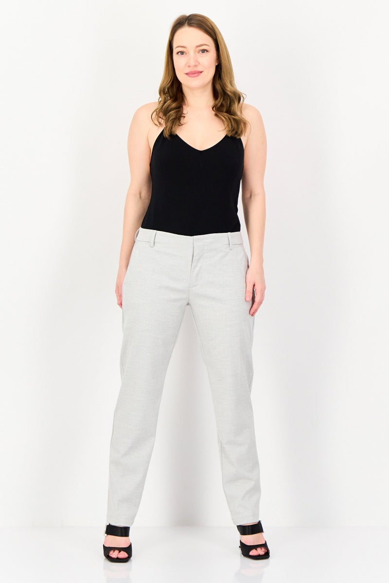 Reiko Women Cigarette Fit Heather Straight Leg Pants, Light Grey - Image 4