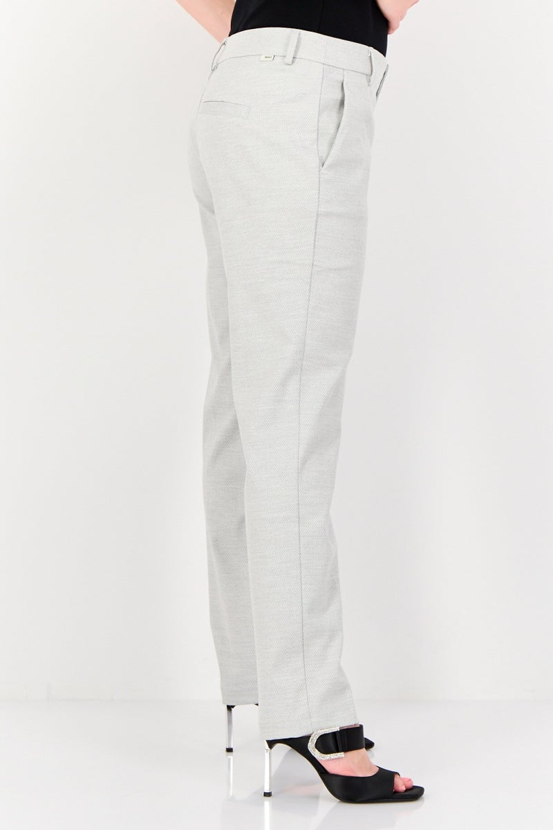 Reiko Women Cigarette Fit Heather Straight Leg Pants, Light Grey - Image 2
