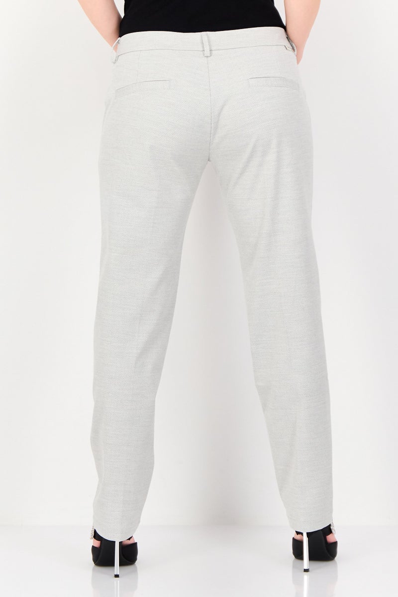 Reiko Women Cigarette Fit Heather Straight Leg Pants, Light Grey - Image 3
