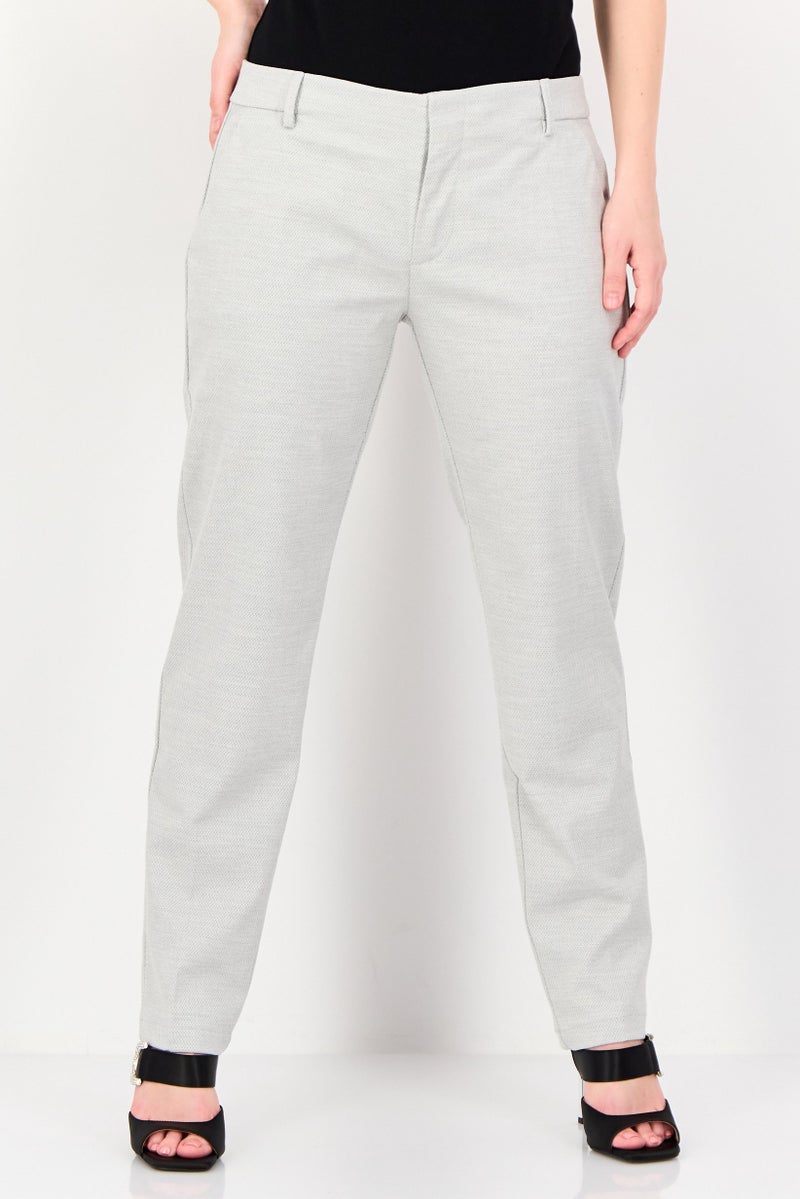 Reiko Women Cigarette Fit Heather Straight Leg Pants, Light Grey - Image 1