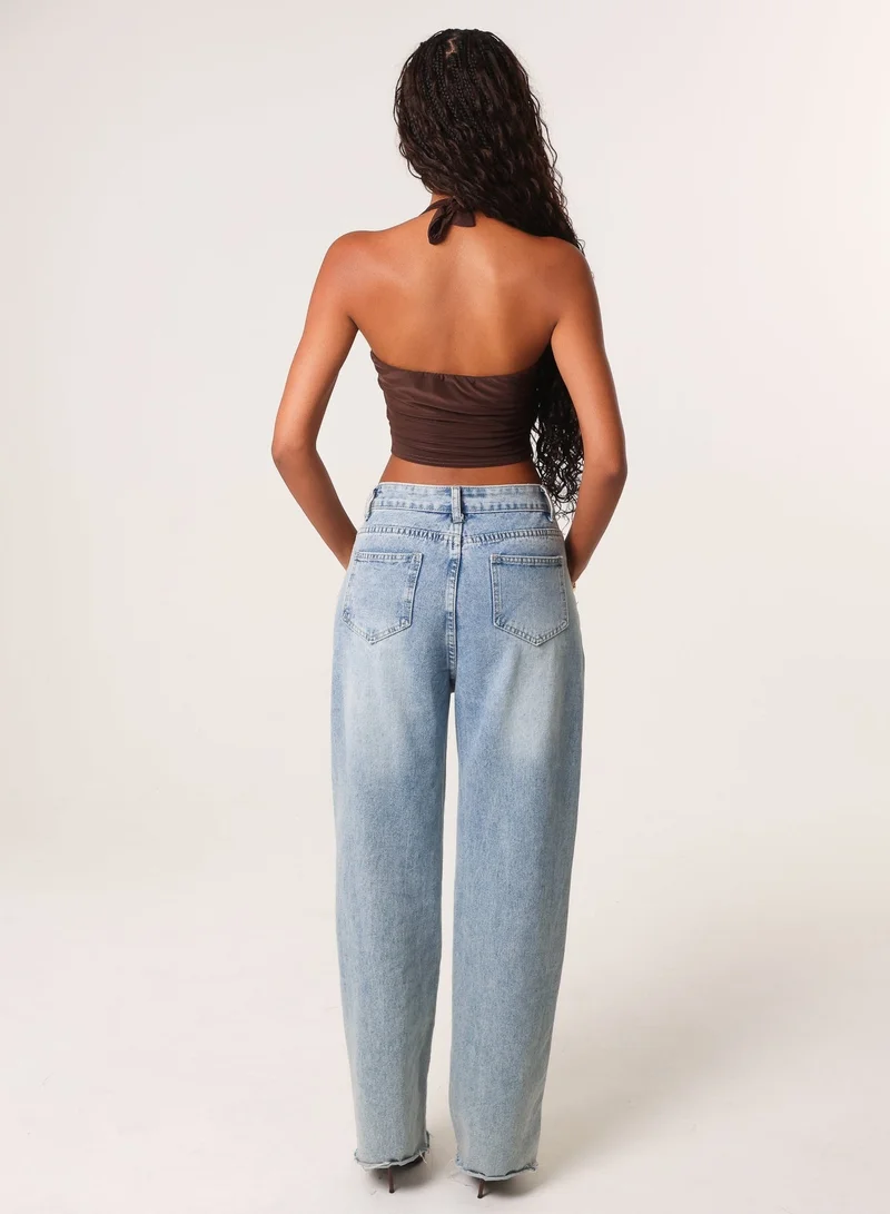 Pink Vanilla Knot Front Butterfly Halter Top