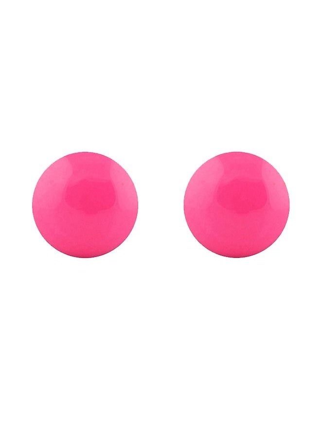Studex - Novelty Neon Hot Pink Button Allergy free Stainless Steel Ear Studs For Kids - Image 1