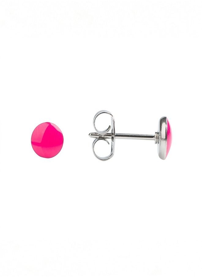 Studex - Novelty Neon Hot Pink Button Allergy free Stainless Steel Ear Studs For Kids - Image 1