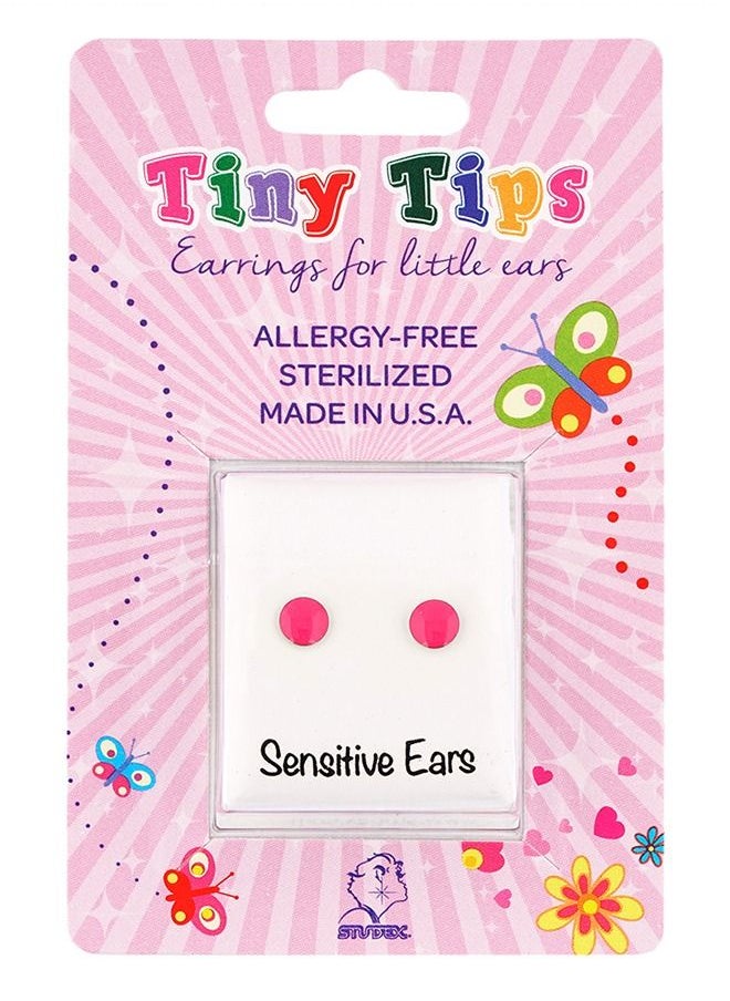 Studex - Novelty Neon Hot Pink Button Allergy free Stainless Steel Ear Studs For Kids - Image 1