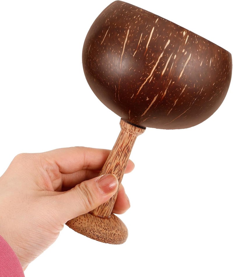 ABOOFAN Natural Coconut Shell Goblet with Wooden Base, Eco-friendly Cocktail Wine Drinking Cup for Tropical Parties and Desserts, Handmade Hawaiian Style Drinking Glass with Box - Image 4