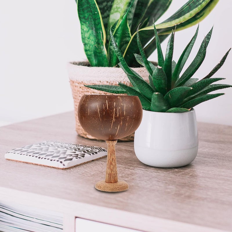 ABOOFAN Natural Coconut Shell Goblet with Wooden Base, Eco-friendly Cocktail Wine Drinking Cup for Tropical Parties and Desserts, Handmade Hawaiian Style Drinking Glass with Box - Image 5
