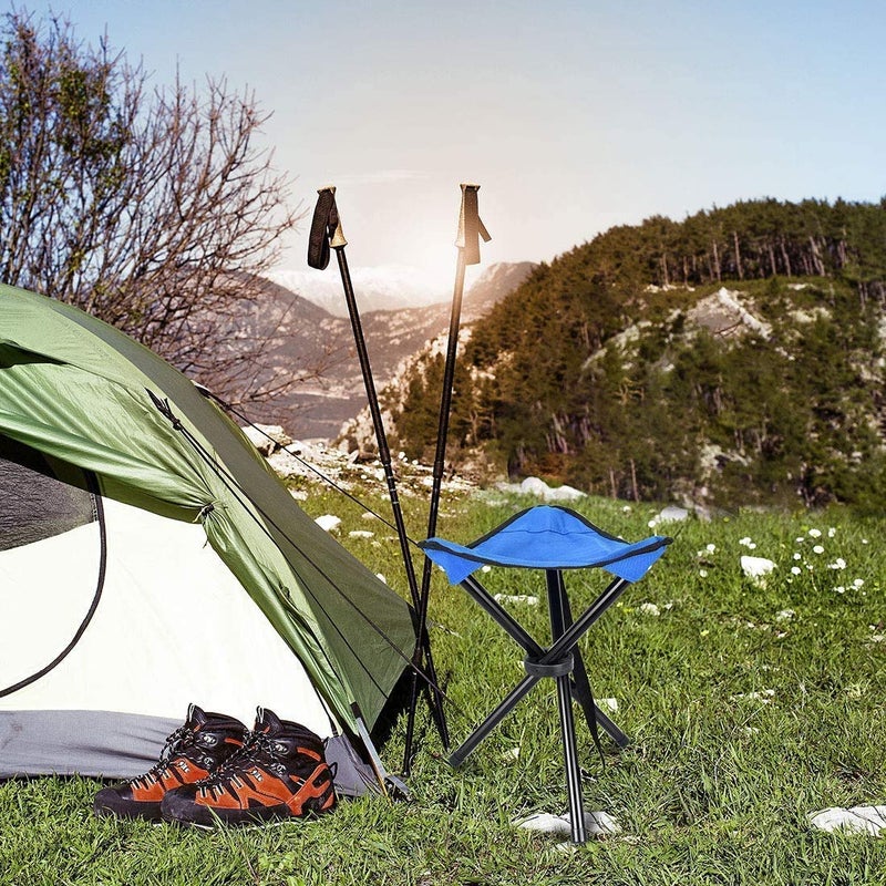 overa Camping Folding Stool Portable 3 Legs Chair Tripod Seat for Outdoor Hiking Fishing Picnic Travel Beach BBQ Garden Lawn with Strap Cloth - Image 1